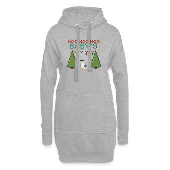 Pixel-Weihnachtsvogel mit Lichterketten - Hoodie-Kleid - Grau meliert - Vorne