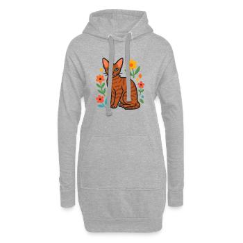 Devon Rex's cat in flower parade - Hoodie Dress - heather grey - Front