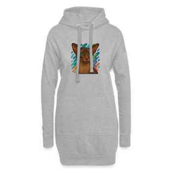 Orientalische Kurzhaarkatze Illustration - Hoodie-Kleid - Grau meliert - Vorne
