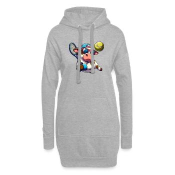 Coole Tennis Kuh Mit Schläger Und Ball - Hoodie-Kleid - Grau meliert - Vorne