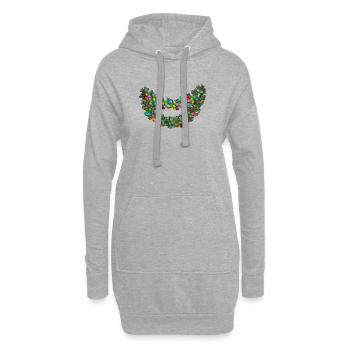 Tazz Gespräche | Fröhliches Neon-Girlanden-Lächeln - Hoodie-Kleid - Grau meliert - Vorne