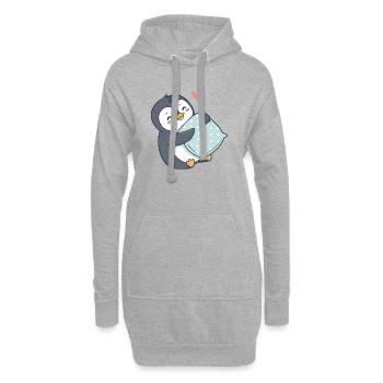 Pingouin câlin et oreiller à pois - Sweat-shirt à capuche long Femme - gris chiné - Devant