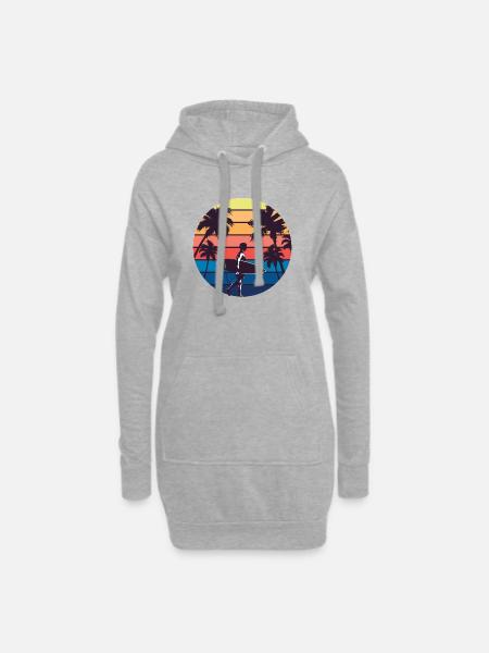 Sonnenuntergang Surfer Silhouette - Hoodie-Kleid - Grau meliert