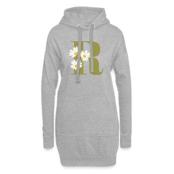Lettre r vert marguerites - Sweat-shirt à capuche long Femme - gris chiné - Devant