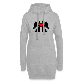 Engel Paar mit Herz Piktogramm - Hoodie-Kleid - Grau meliert - Vorne