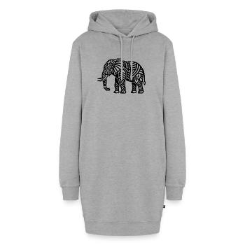 Éléphant majestueux – Design animalier et naturel - Sweat-shirt à capuche long Femme - gris chiné - Devant