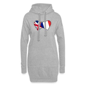 Britisches Erbe Französische Flagge Britische Flagge - Hoodie-Kleid - Grau meliert - Vorne