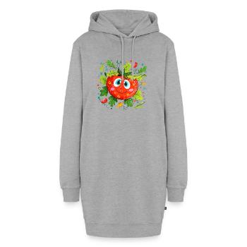 Fröhliche Tomate im Grünen Muster - Hoodie-Kleid - Grau meliert - Vorne