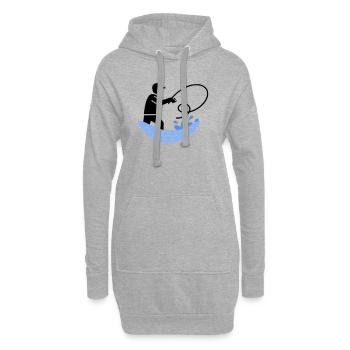 Pêche et pêche | Petri Heil Hobby Logo - Sweat-shirt à capuche long Femme - gris chiné - Devant