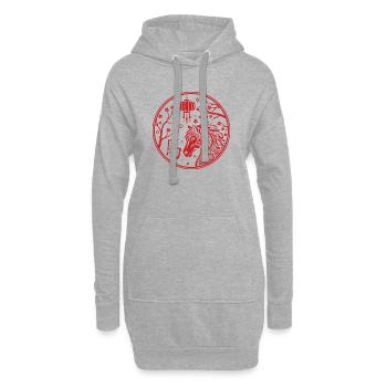 Chinesisches Neujahr des Pferdes 2026 - Hoodie-Kleid - Grau meliert - Vorne