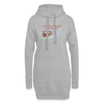 Traîneau Noël: Père Noël et Renne - Sweat-shirt à capuche long Femme - gris chiné - Devant