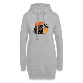 Dachs bei Sonnenuntergang - Hoodie-Kleid - Grau meliert - Vorne