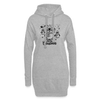 Festive Penguin Wishes Merry Christmas - Sweat-shirt à capuche long Femme - gris chiné - Devant