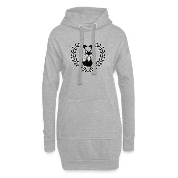 Niedlicher Fuchs im Blätterkranz – Handgezeichnete - Hoodie-Kleid - Grau meliert - Vorne