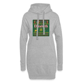 Festlicher Name Elizabeth Hässlicher Weihnachtsstil, Weihnachten - Hoodie-Kleid - Grau meliert - Vorne