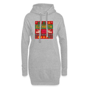 Festlicher Name Elizabeth Hässlicher Weihnachtsstil, Weihnachten - Hoodie-Kleid - Grau meliert - Vorne