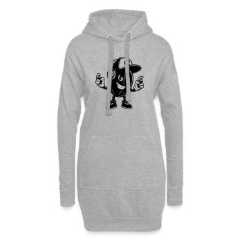 Coole Kaffeebohnen-Figur im Graffiti-Stil - Hoodie-Kleid - Grau meliert - Vorne