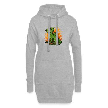 Grüne Basilisken-Eidechse mit flammendem Hintergrund - Hoodie-Kleid - Grau meliert - Vorne