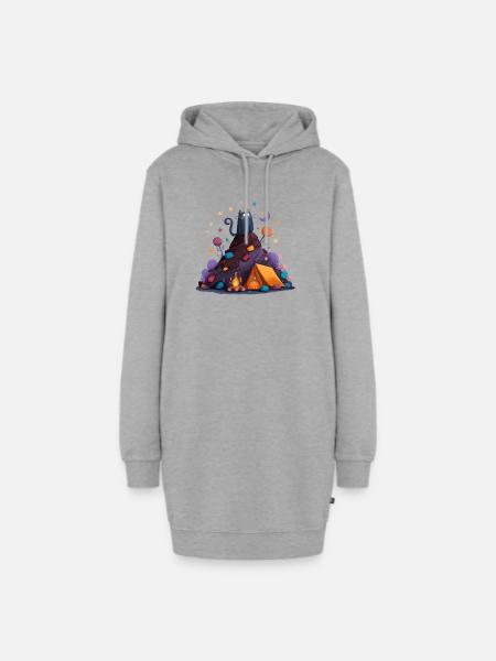 Katzencamp am Vulkan - Hoodie-Kleid - Grau meliert