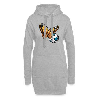 Schmetterling trifft Fußball - Hoodie-Kleid - Grau meliert - Vorne