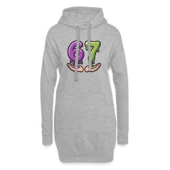 67 - T-shirt Brainrot drôle - Sweat-shirt à capuche long Femme - gris chiné - Devant