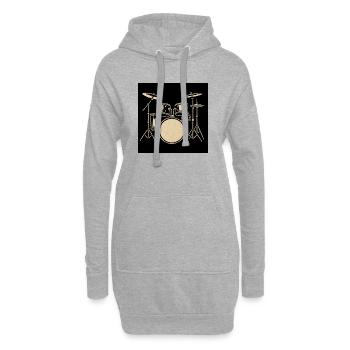 Schwarzsilbernes Drumset Illustration - Hoodie-Kleid - Grau meliert - Vorne