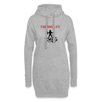 Nouveau design : Fermier fou en rouge noir - Sweat-shirt à capuche long Femme - gris chiné - Devant