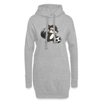 Stinktier mit Fußball Cartoon - Hoodie-Kleid - Grau meliert - Vorne