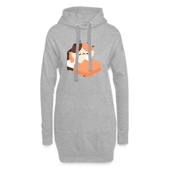 Chat Tortie Endormi - Sweat-shirt à capuche long Femme - gris chiné - Devant