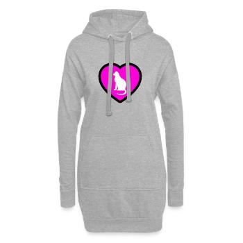 Chat - Sweat-shirt à capuche long Femme - gris chiné - Devant
