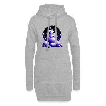 Mondträume Maus mit Bubble Tea - Hoodie-Kleid - Grau meliert - Vorne