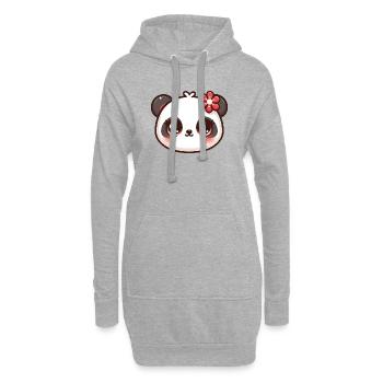 Visage mignon de fleur de panda - Sweat-shirt à capuche long Femme - gris chiné - Devant