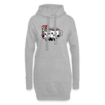 Café et cigarettes - Petit-déjeuner balkanique drôle - Sweat-shirt à capuche long Femme - gris chiné - Devant