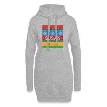 Personalisierte Susan-Weihnachtskunst - Hoodie-Kleid - Grau meliert - Vorne