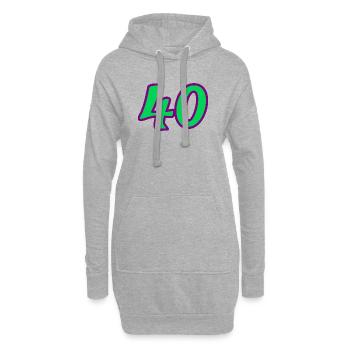 40. 40 ANS. 40e ANNIVERSAIRE. ANNIVERSAIRE 40 ANS. - Sweat-shirt à capuche long Femme - gris chiné - Devant