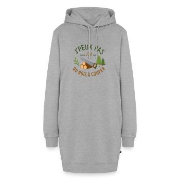 Ich kann nicht, ich muss Holz schneiden - Hoodie-Kleid - Grau meliert - Vorne
