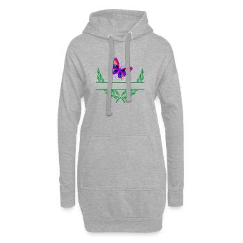 Schmetterlingslorbeerkranz mit Namensraum - Hoodie-Kleid - Grau meliert - Vorne