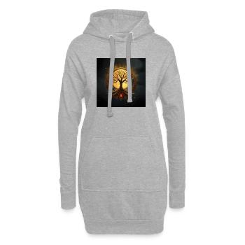 Goldener Mondkreisbaum - Hoodie-Kleid - Grau meliert - Vorne