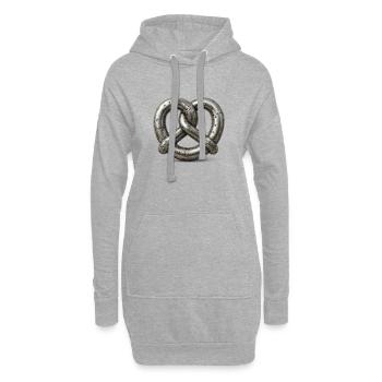 Bretzel métallique entrelacé riveté en tôle - Sweat-shirt à capuche long Femme - gris chiné - Devant