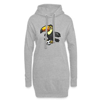 Tukan Cartoon Fußball - Hoodie-Kleid - Grau meliert - Vorne