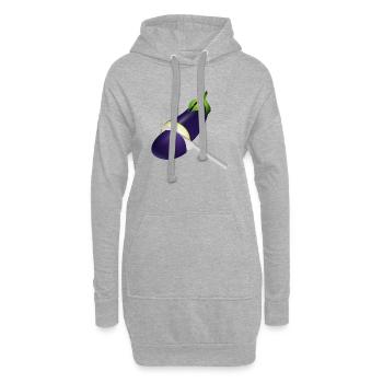 Aubergine lumineuse avec couteau de cuisine - Sweat-shirt à capuche long Femme - gris chiné - Devant