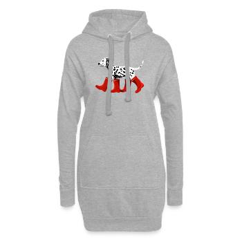 Dalmatiner mit roten Stiefeln - Hoodie-Kleid - Grau meliert - Vorne
