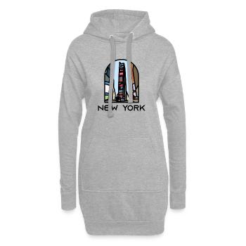 New York - Times Square - Sweat-shirt à capuche long Femme - gris chiné - Devant