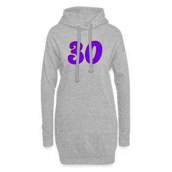 30. 30 ANS. 30e ANNIVERSAIRE. ANNIVERSAIRE 30 ANS. - Sweat-shirt à capuche long Femme - gris chiné - Devant