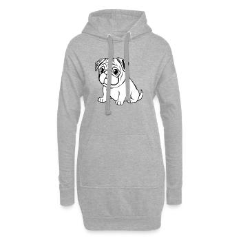Mops weiß Hunde T-shirt Geschenk Weihnachten - Hoodie-Kleid - Grau meliert - Vorne