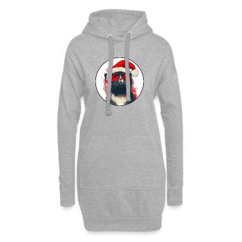 Chat cool avec lunettes de soleil Chapeau de Père Noël - Sweat-shirt à capuche long Femme - gris chiné - Devant