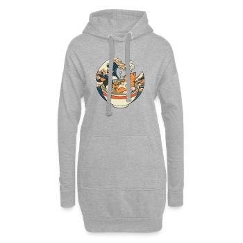 Ramen Chat - Sweat-shirt à capuche long Femme - gris chiné - Devant