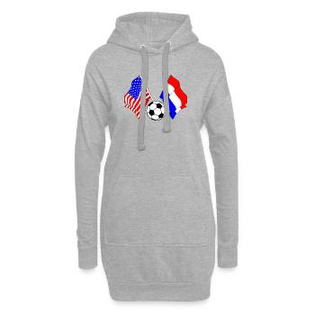 Football Pays-Bas vs États-Unis - Sweat-shirt à capuche long Femme - gris chiné - Devant