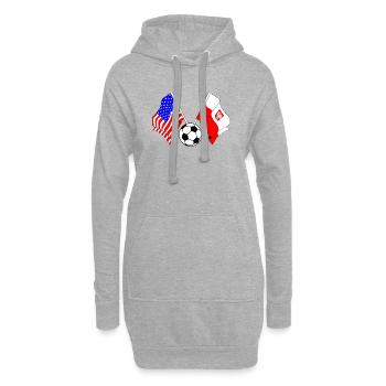 Football Pologne vs États-Unis - Sweat-shirt à capuche long Femme - gris chiné - Devant