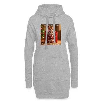 Lapin de Noël en costume de Père Noël - Sweat-shirt à capuche long Femme - gris chiné - Devant